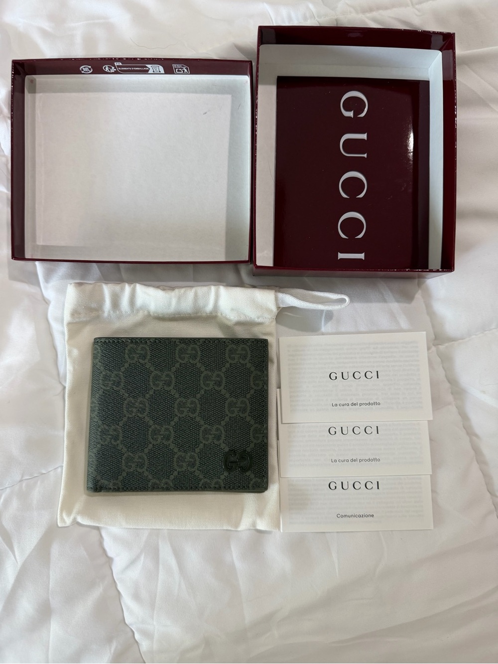 Gucci Dark Green GG Canvas Bifold Wallet
